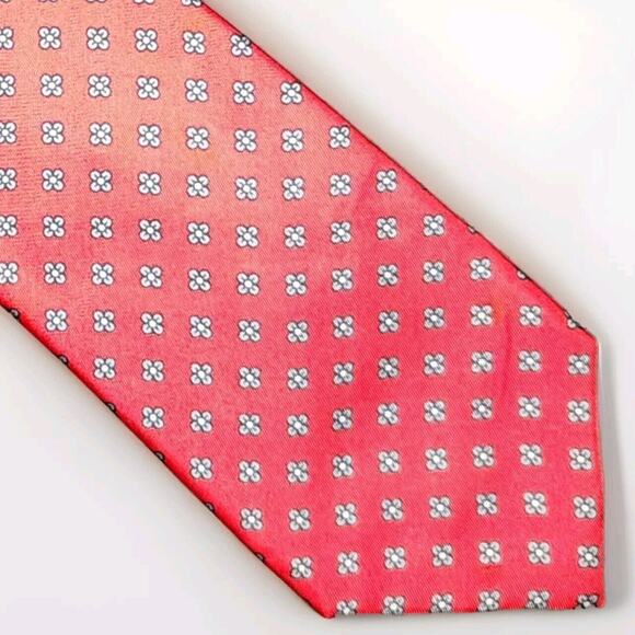 Saint Honore Paris Designer Tie 100% Silk Hand Made In Spain Skinny Style Red EX - Picture 4 of 5